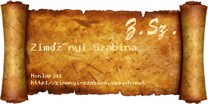 Zimányi Szabina névjegykártya